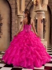 Sweetheart Spring Quinceanera Dresses Lace-up Organza  Ball Gown Coral Red