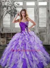 2015 Luxurious Ruffles and Beading Quincenera Dresses in Multi-color