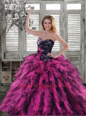 2015 Luxurious Ruffles and Beading Quincenera Dresses in Multi-color