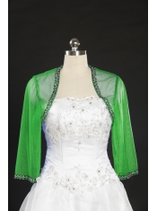 Green Long Sleeves 2015 Wraps with Beading