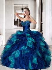 2015 Exqusite Multi-color Quinceanera Dress with Beading and Ruffles