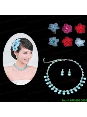 Multi Color Crystal Round Shaped Jewelry Set Including Necklace And Headpiece