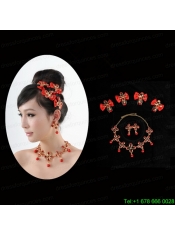 Mysterious Red Intensive Flowe Necklace  And Headflower