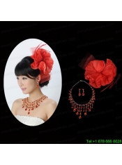 Nice Crystal Fabric Head Flower and Necklace