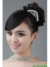 Pearl Wedding Jewelry Set Including Necklace  Earrings And Crown