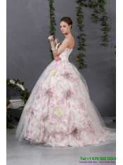 2015 Wholesale Multi Color Quinceanera Gowns with Hand Made Flowers