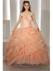2015 Wholesale Quinceanera Dresses with Hand Made Flowers and Ruffled Layers