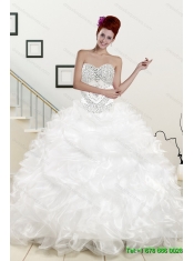 White Sweetheart Quinceanera Dress and Beautiful Short Dama Dresses and 2015 White Little Girl Dress