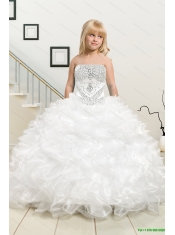 White Sweetheart Ruffles Quinceanera Dress and Sequins V Neck Pink Dama Dresses and Beading White Little Girl Dress