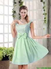 Elegant A Line Straps Lace Junior Dresses with Bowknot