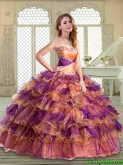 New Arrivals Floor Length Quinceanera Gowns with Beading and Ruffled Layers