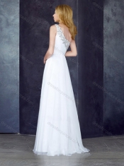 Custom Fit Empire One Shoulder Beaded White Dama Dress
