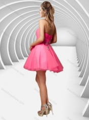 Latest A Line Applique with Beading Short Prom Dress in Tulle