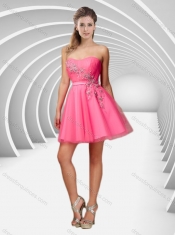 Latest A Line Applique with Beading Short Prom Dress in Tulle