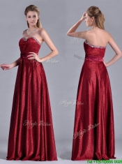 Classical Empire Sweetheart Wine Red Dama Dress with Beaded Top