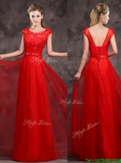 Hot Sale Scoop Red Dama Dresses with Beading and Appliques