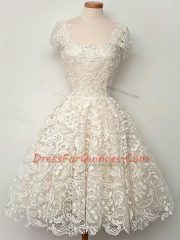 Sumptuous Cap Sleeves Lace Lace Up Quinceanera Court of Honor Dress