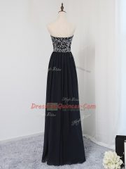 Discount Black Empire Chiffon Sweetheart Sleeveless Beading Floor Length Zipper Prom Gown