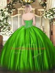 Exquisite Satin Sleeveless Floor Length Quinceanera Dress and Beading