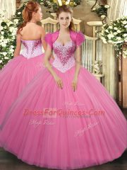 Classical Tulle Sleeveless Floor Length Quinceanera Gown and Beading