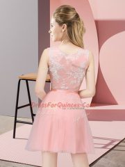 Side Zipper Scoop Lace Dama Dress for Quinceanera Tulle Sleeveless
