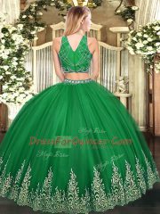 Deluxe Floor Length Zipper Quinceanera Dress Olive Green for Military Ball and Sweet 16 and Quinceanera with Beading and Appliques