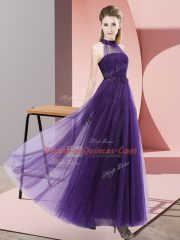 Tulle Sleeveless Floor Length Dama Dress and Beading and Appliques