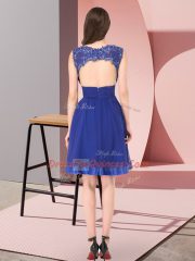 Mini Length Backless Dama Dress for Quinceanera Purple for Wedding Party with Beading and Appliques