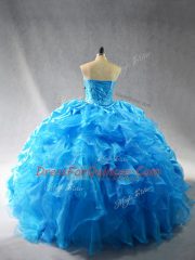 Attractive Floor Length Ball Gowns Sleeveless Baby Blue Sweet 16 Quinceanera Dress Lace Up