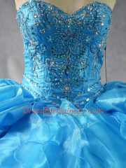 Attractive Floor Length Ball Gowns Sleeveless Baby Blue Sweet 16 Quinceanera Dress Lace Up