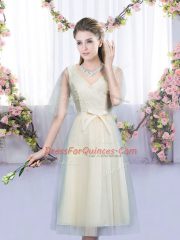Fantastic Sleeveless Lace and Bowknot Lace Up Court Dresses for Sweet 16