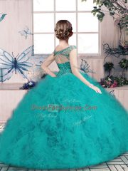 Lovely Sleeveless Lace Up Floor Length Beading Kids Pageant Dress