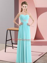 Exquisite Chiffon Sweetheart Sleeveless Zipper Beading Prom Party Dress in Baby Blue