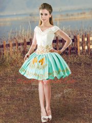 Deluxe Sleeveless Lace Up Floor Length Embroidery and Ruffled Layers 15 Quinceanera Dress