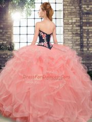 Sweetheart Sleeveless Sweep Train Lace Up Quinceanera Dress Lavender Tulle