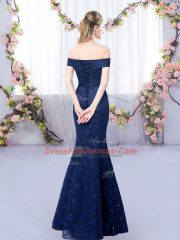 Most Popular Floor Length Peacock Green Court Dresses for Sweet 16 Off The Shoulder Sleeveless Lace Up