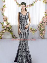Romantic Sequins Dama Dress Silver Side Zipper Sleeveless Floor Length