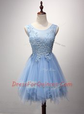 Superior Scoop Sleeveless Zipper Dress for Prom Lavender Tulle