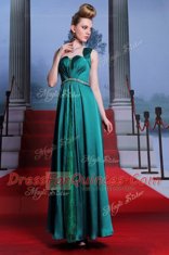 Traditional Sleeveless Zipper Ankle Length Beading and Lace Prom Party Dress