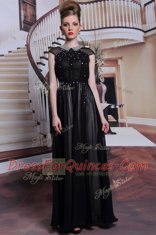 Luxury Scoop Sleeveless Zipper Floor Length Beading and Appliques Dress for Prom