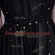 Luxury Scoop Sleeveless Zipper Floor Length Beading and Appliques Dress for Prom
