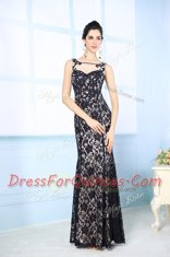 Scoop Chiffon Sleeveless Floor Length Prom Gown and Lace
