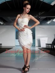 Sumptuous White Sweetheart Side Zipper Beading and Ruching Prom Dresses Sleeveless