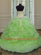 Sweetheart Sleeveless Sweep Train Lace Up Quinceanera Dresses Organza