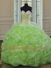 Sweetheart Sleeveless Sweep Train Lace Up Quinceanera Dresses Organza