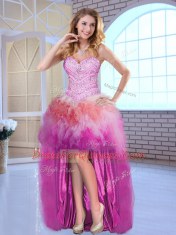Multi-color Sleeveless Beading High Low Prom Party Dress