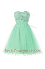 High Class Sweetheart Sleeveless Tulle Homecoming Dress Beading Lace Up