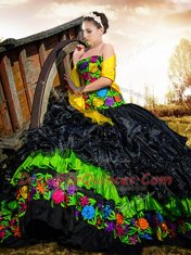 Floor Length Black Quinceanera Gown Strapless Sleeveless Lace Up