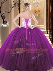Sleeveless Embroidery Lace Up Quinceanera Dress