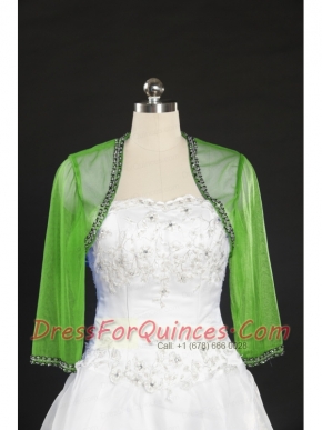 Green Long Sleeves 2015 Wraps with Beading